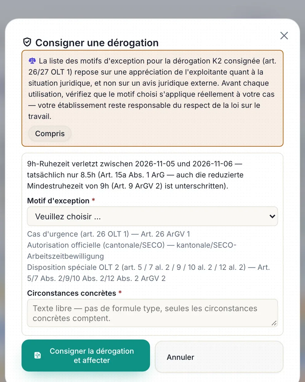 Contrôle LTr pendant la planification